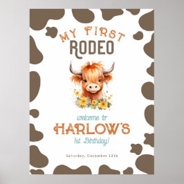 Sonnenblume Hochland Kuh meine erste Rodeo 1. Gebu Poster