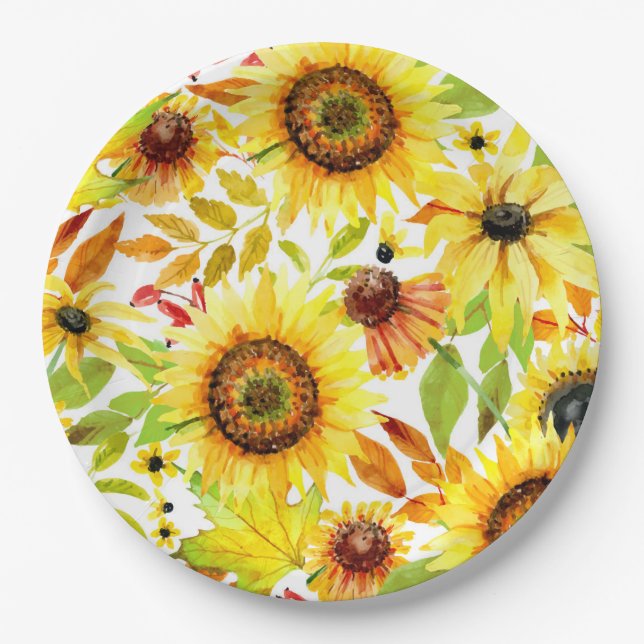 Sonnenblume Hochzeit Erntedank Dinner Teller (Vorderseite)