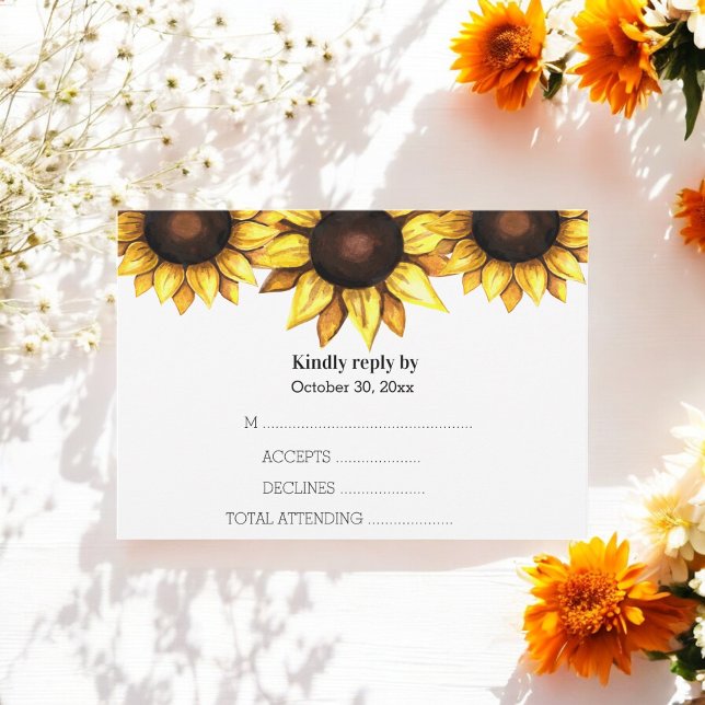 Sonnenblume Hochzeit Gelbe weiße Blüte RSVP Karte (Von Creator hochgeladen)