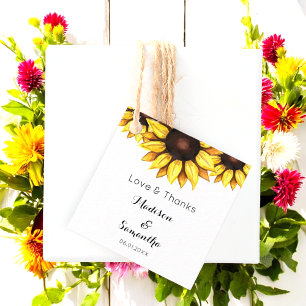 Sonnenblume Hochzeit Wasserfarbe Gelbe Blüte Geschenkanhänger