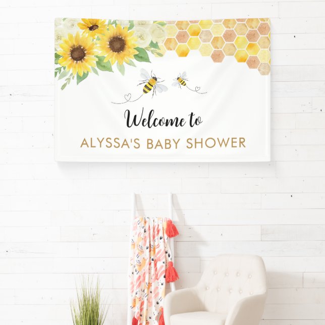 Sonnenblume Honey Bee Baby Dusche Banner (InSitu)