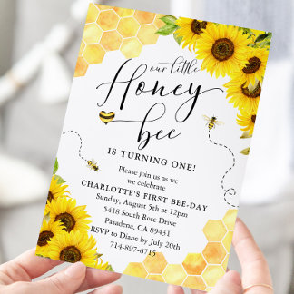 Sonnenblume Honey Bee Erster Geburtstag Einladung