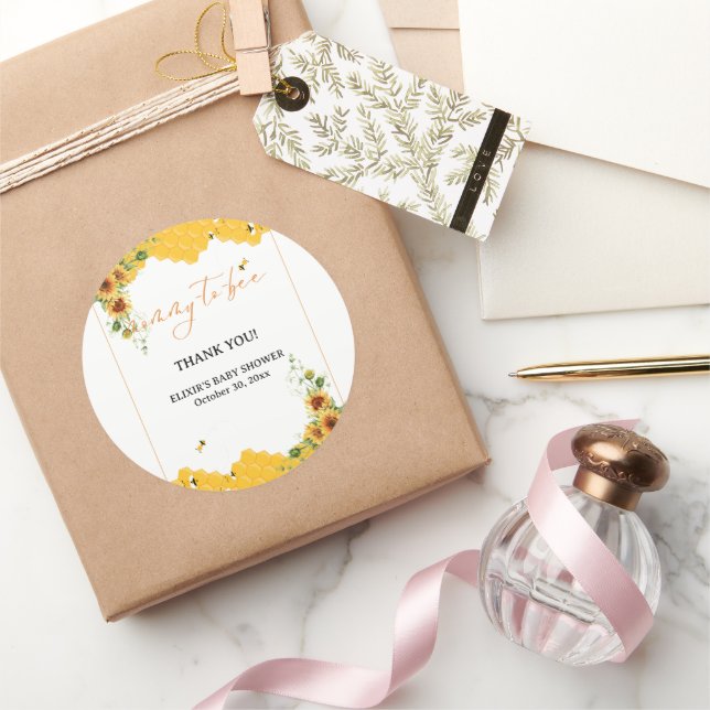 Sonnenblume Honeycomb Mommy-to-Bee Babydusche Runder Aufkleber (Schenken)
