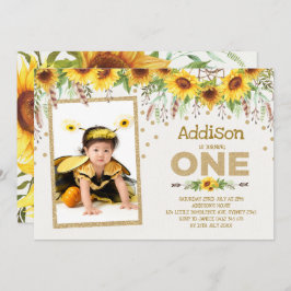 Sonnenblume Hummel Erster 1. Geburtstag Einladung
