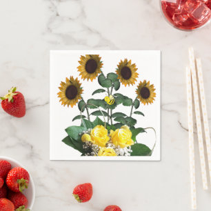 Sonnenblume Hummel Gelbe Rosen Papier Napkins Serviette
