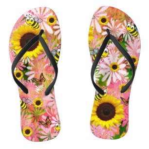 Sonnenblume Hummel Schmetterling Flip Flops