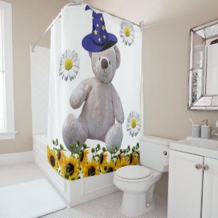 Sonnenblume Hummel White Teddy Bären Duschvorhang