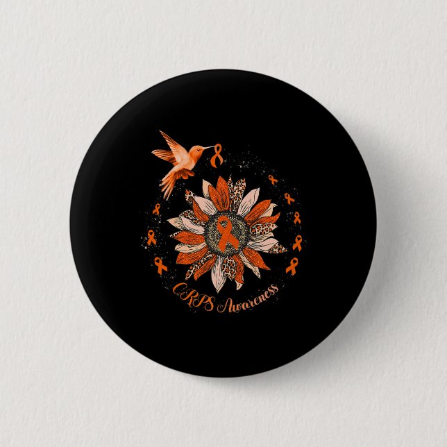 Sonnenblume Hummingbird Orange Ribbon CRPS Warrior Button (Vorderseite)