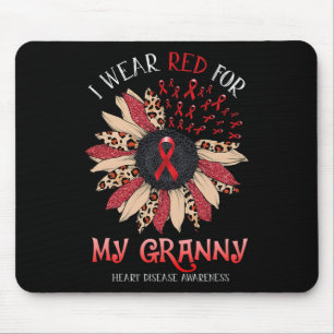 Sonnenblume Ich trage eine rote Ribbon-Granny-Herz Mousepad