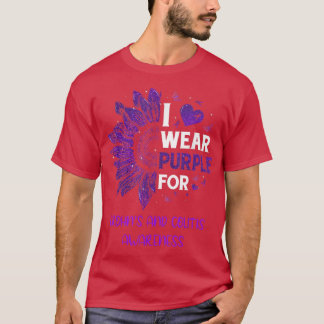 Sonnenblume Ich trage Lila Ribbon-Kreuze und Kolit T-Shirt