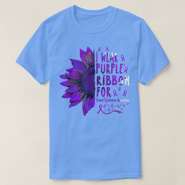 Sonnenblume Ich trage Lila Schleife für Dravet-Syn T-Shirt (Design vorne)