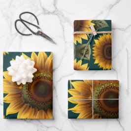 Sonnenblume im grünen Hintergrund Geschenkpapier Set