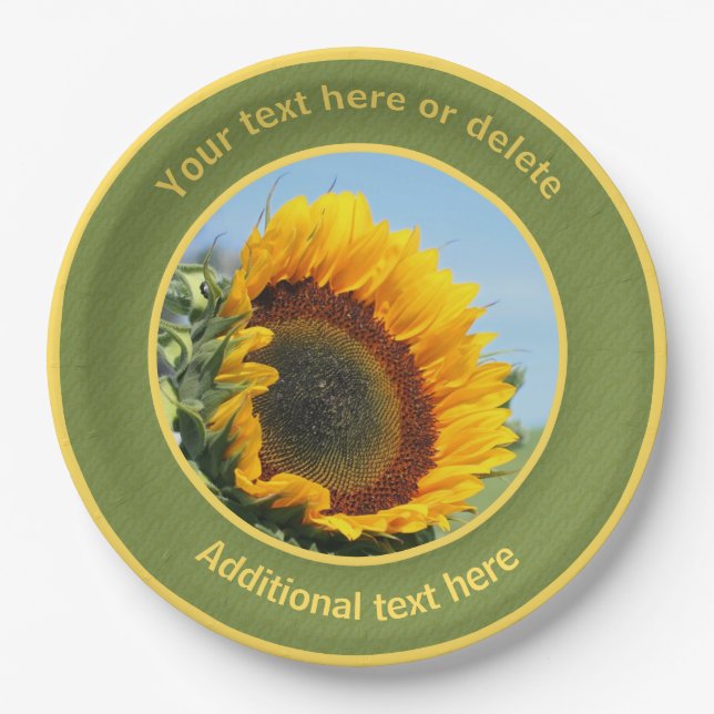 Sonnenblume im Personalisierten Party Pappteller (Vorderseite)