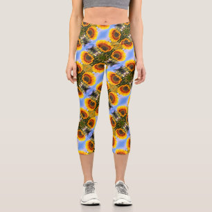 Sonnenblume im sonnenklaren Abstrakten Art Muster Capri Leggings