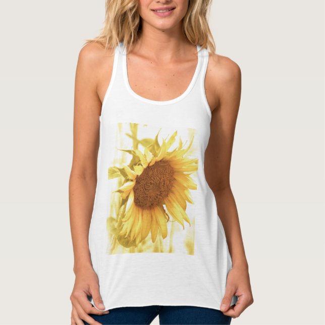 Sonnenblume im T - Shirt oder Tank (Vorderseite)