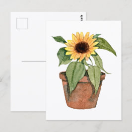 Sonnenblume in Aquarell Postkarte