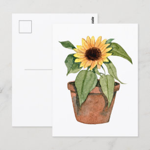 Sonnenblume in Aquarell Postkarte
