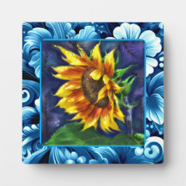 Sonnenblume in der nächtblauen, gelbgrünen Blume Fotoplatte