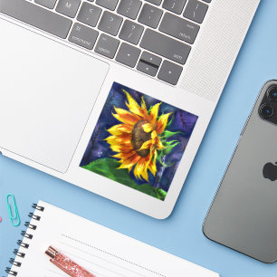 Sonnenblume in der nächtgelben blauen Blume Aufkleber