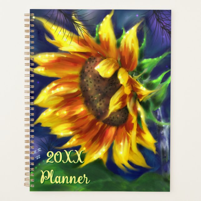 Sonnenblume in der nächtgelben blauen Blume Planer (Vorderseite)