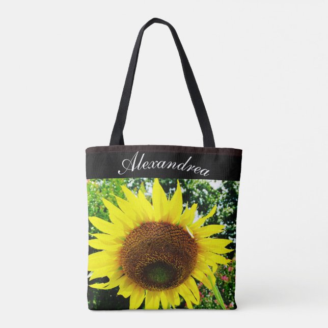 Sonnenblume in der Sonne personalisiert mit Name Tasche (Rückseite)