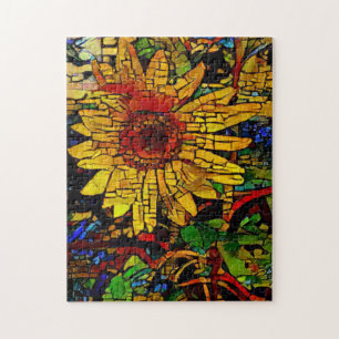 Sonnenblume in einem Foto-Puzzle