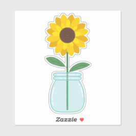 Sonnenblume in Mason Jar Aufkleber