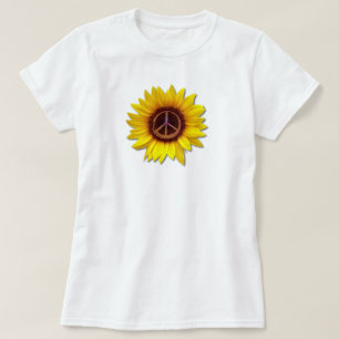 Sonnenblume inneres Friedenssymbol Signieren Ukrai T-Shirt