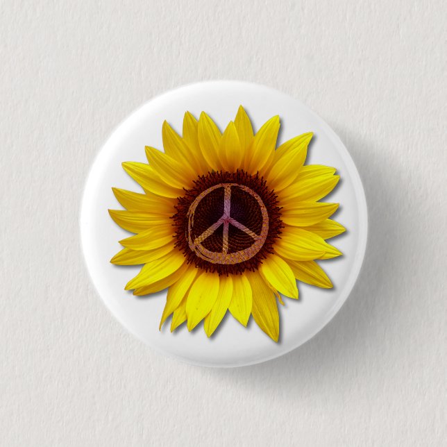 Sonnenblume Inneres Symbol für Frieden Zeichen geg Button (Vorderseite)