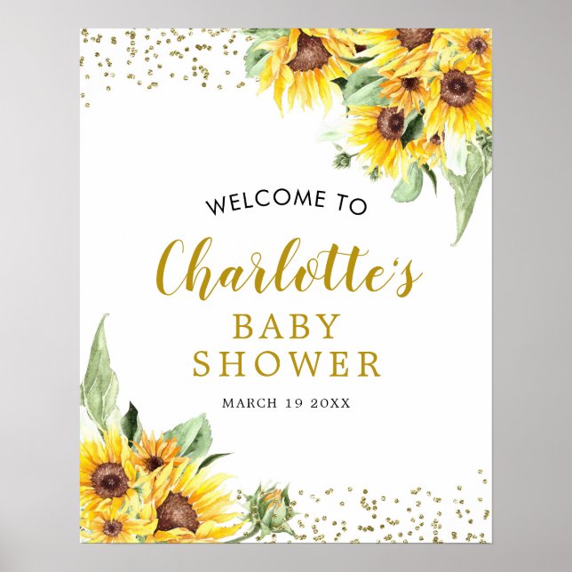 Sonnenblume ist auf dem Weg Babydusche Begrüßungsz Poster (Vorne)
