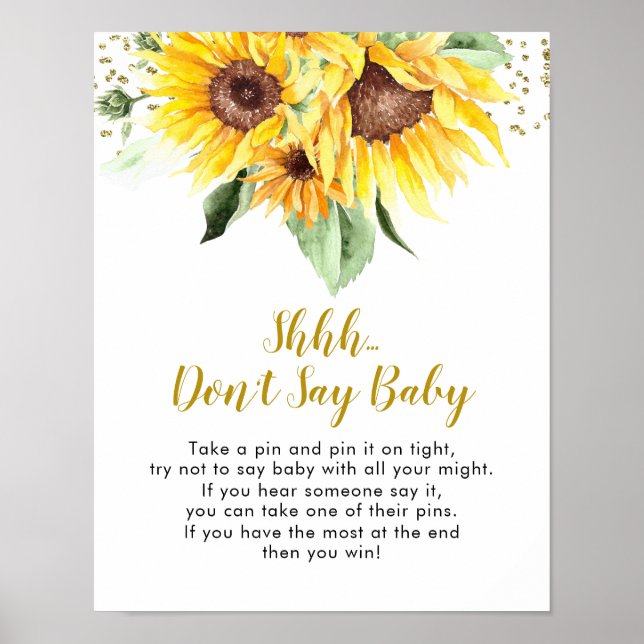 Sonnenblume ist auf dem Weg Babydusche Sprich nich Poster (Vorne)