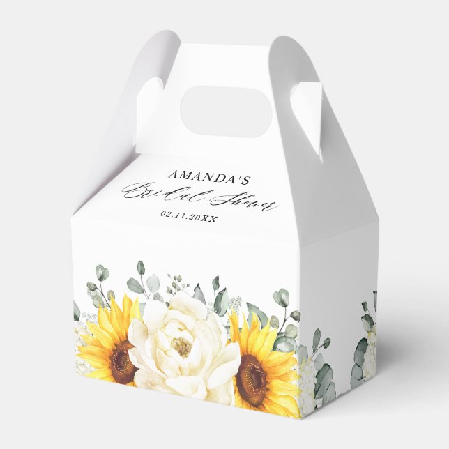 Sonnenblume Ivory Peony Eucalyptus Brautparty Geschenkschachtel (Rückseite)