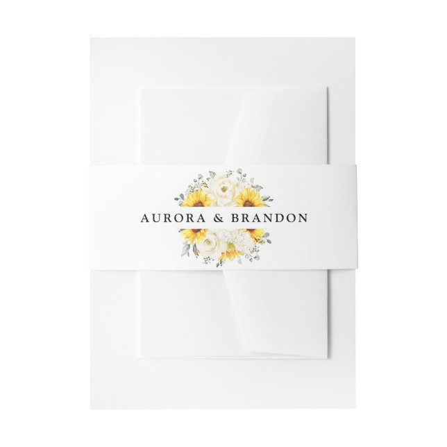 Sonnenblume Ivory Peony Floral Eucalyptus Wedding Einladungsbanderole (Vorderseite Beispiel)