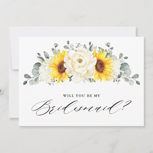 Sonnenblume Ivory Peony Werden Sie meine Bridesmai Einladung (Vorderseite)