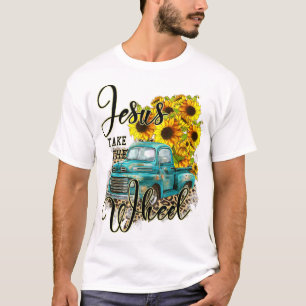 Sonnenblume Jesus nimmt das Rad Christliche Gesche T-Shirt