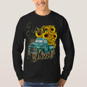Sonnenblume Jesus nimmt das Rad Christliche Gesche T-Shirt