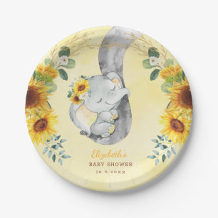 Sonnenblume Jungle Elephant Babydusche 1. Geburtst Pappteller