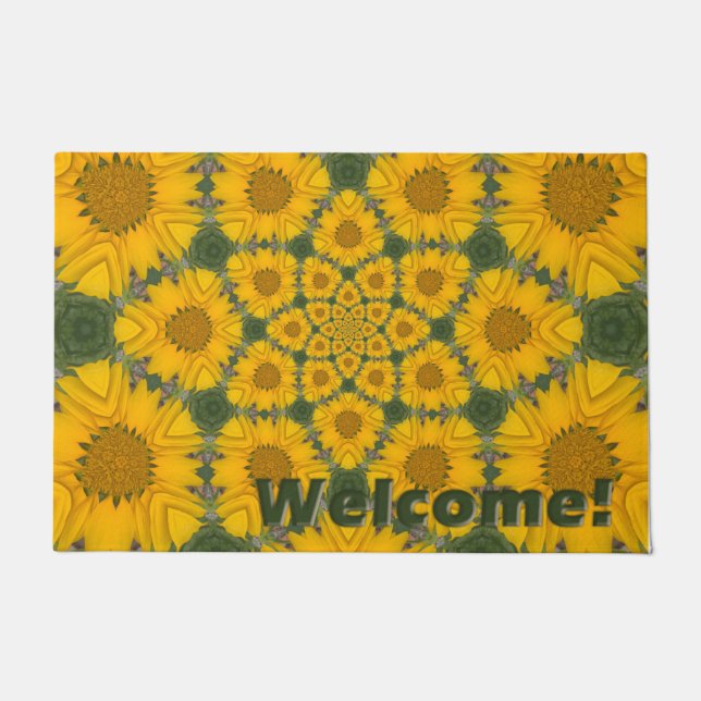 Sonnenblume Kaleidoskop Fußmatte (Vorderseite)