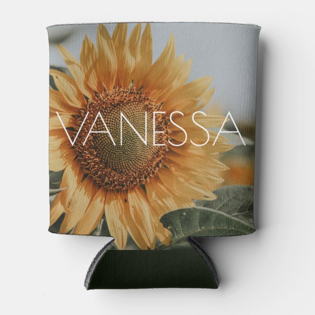 Sonnenblume kann W/ Name kühlen Dosenkühler (Vorderseite)