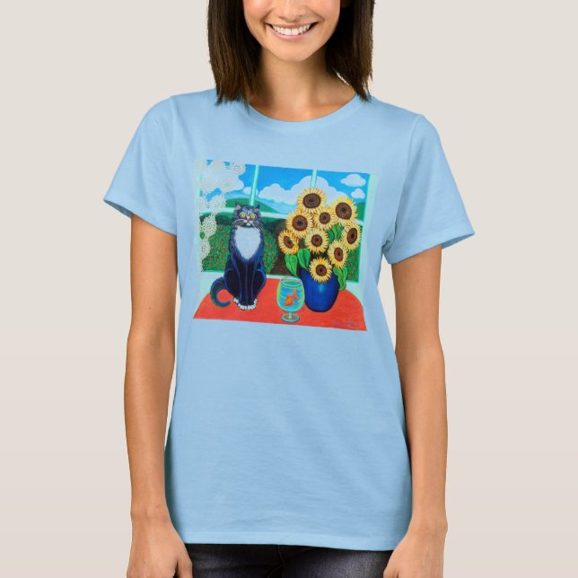 Sonnenblume Katze T-Shirt (Vorderseite)