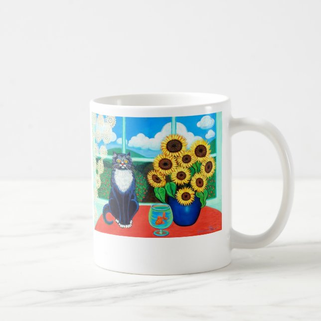 Sonnenblume-Katzen-Tasse Kaffeetasse (Rechts)