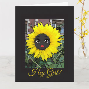 Sonnenblume Kawaii Lächeln Anime Karte