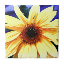 Sonnenblume-Keramik-Fliese klein (4,25" x 4,25")