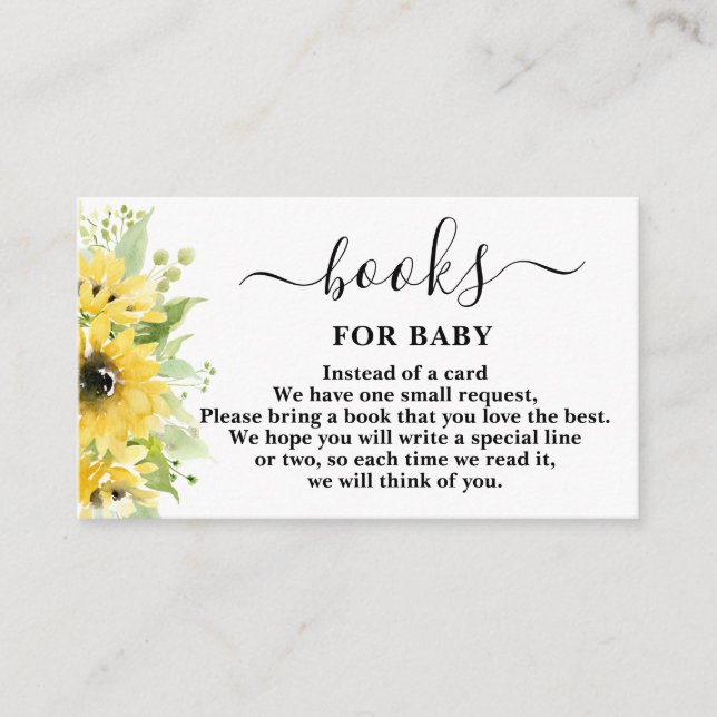 Sonnenblume Kinderduschbücher für Babykarte Begleitkarte (Vorderseite)