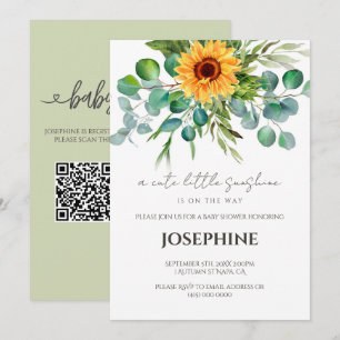 Sonnenblume Kleine Sonne QR-Register Babyparty Einladung
