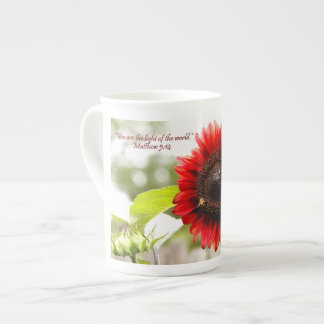 Sonnenblume-Knochen-China-Tasse mit Scripture Prozellantasse