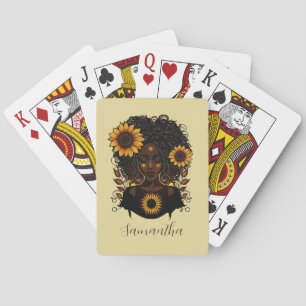 Sonnenblume Königin Afro Frau Spielkarten