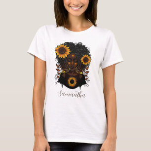 Sonnenblume Königin Afro Frau T-Shirt