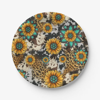 Sonnenblume Kuh Print Western Pappteller