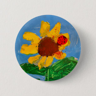 Sonnenblume "Kunst von Kindern" Button